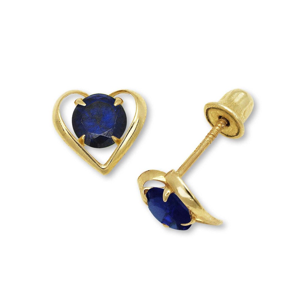 14k Yellow Gold CZ Open Heart Stud Earrings