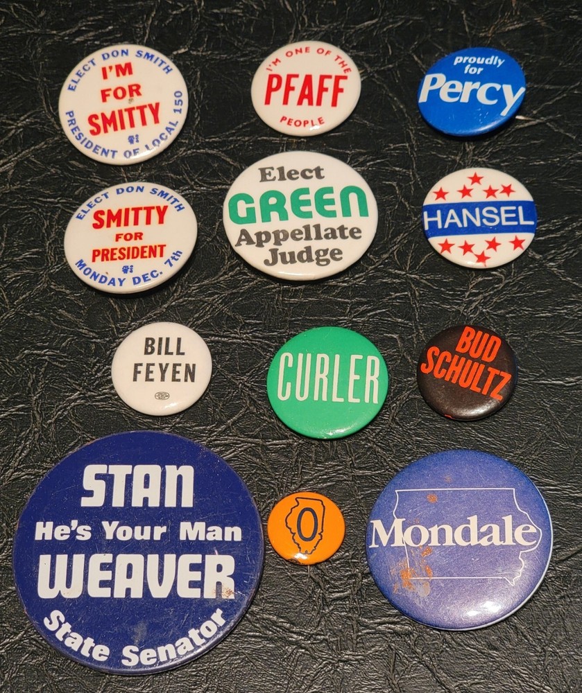 12 political pin backs T11/1