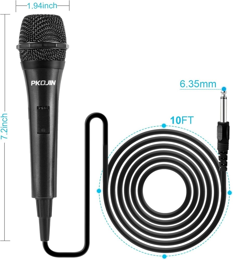 Dynamic Karaoke Microphone with 10ft Cable & ON/OFF Switch - Perfect for Singing
