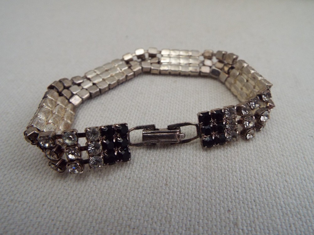 Clear & Black Rhinestone Bracelet