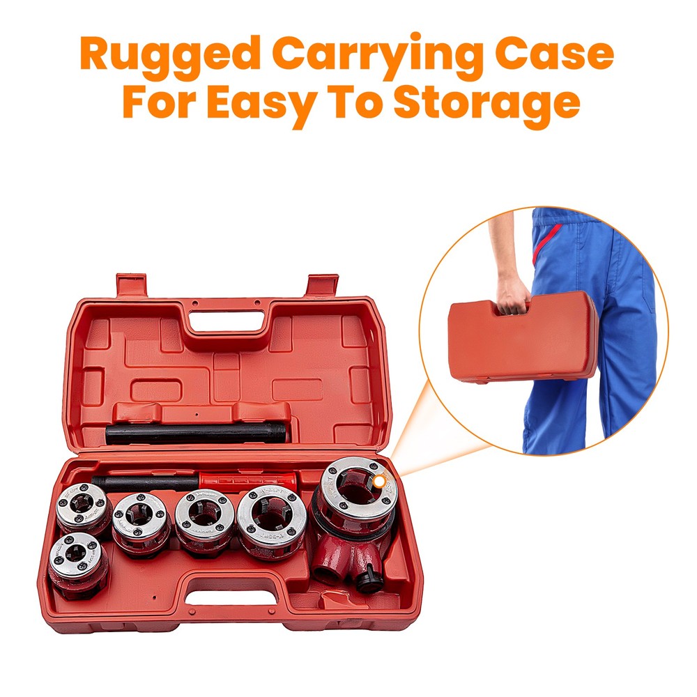 Pipe Threader Ratchet Die Bar Head Handle Tool Kit 1/4'' 3/4'' Pipe Threading