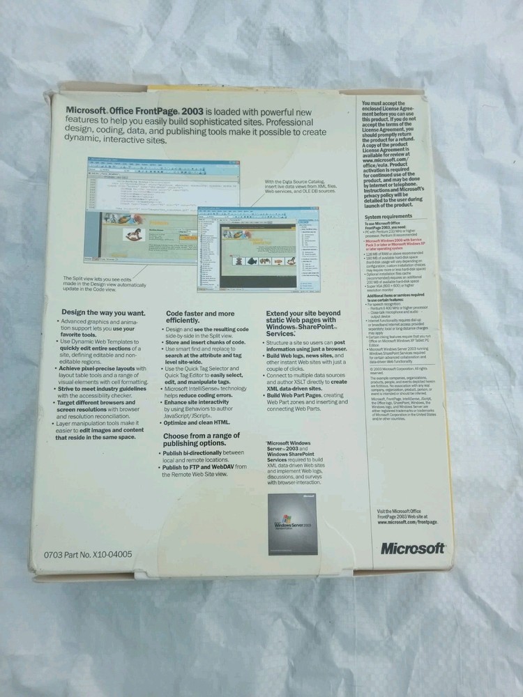 Microsoft Office FrontPage 2003 Upgrade Software CD for Windows w/ Product Key