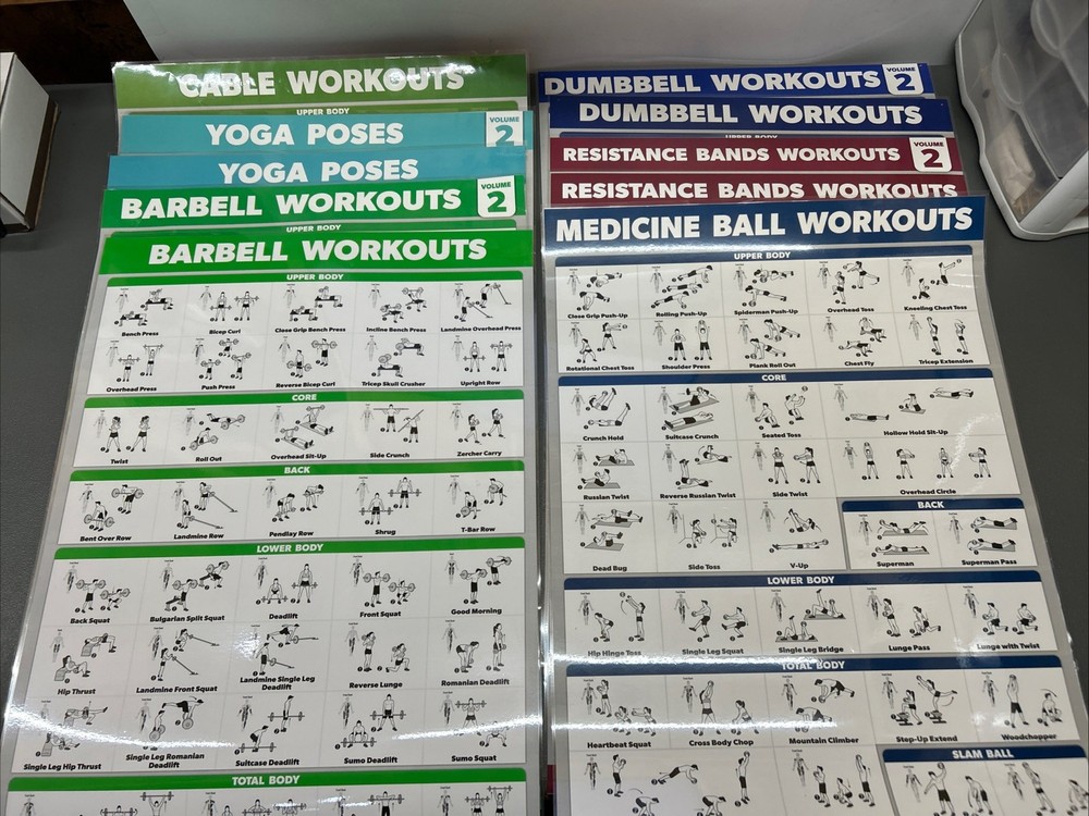 Quickfit 10 Pack Laminated 18x24 Workouts Posters