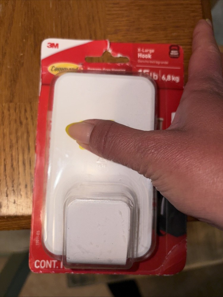 Command X-Large Single Hook White: Heavy Duty Adhesive, Holds 15lb, Plastic NWT