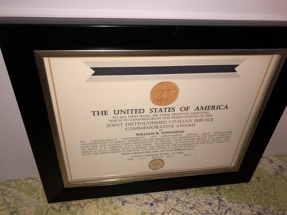 CJCS - JOINT DISTINGUISHED CIVILIAN SERVICE COMMEMORATIVE CERTIFICATE ~ Type-1