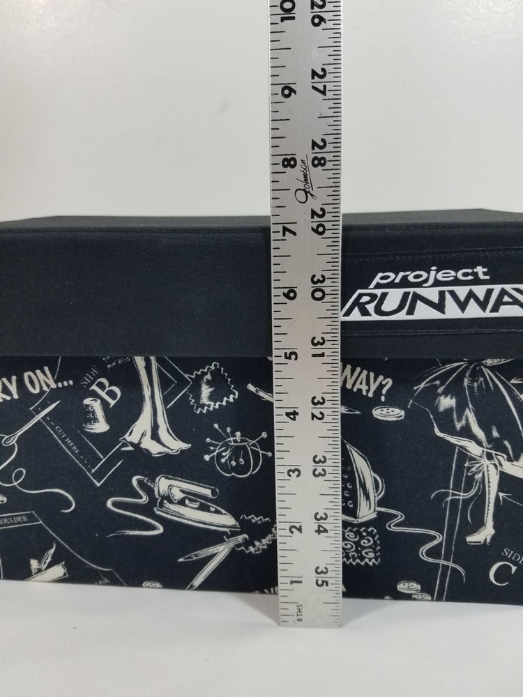Project Runway Black & White Sewing Basket Case Organizer With Handle & Tray