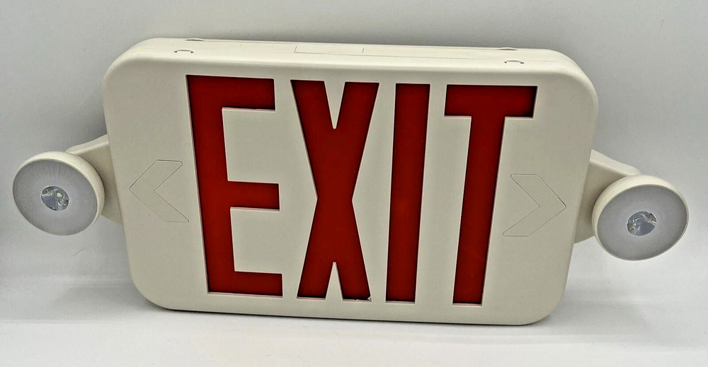 NIB 4 Pack Exit Sign with Emergency Lights 2 LED Adjustable Head