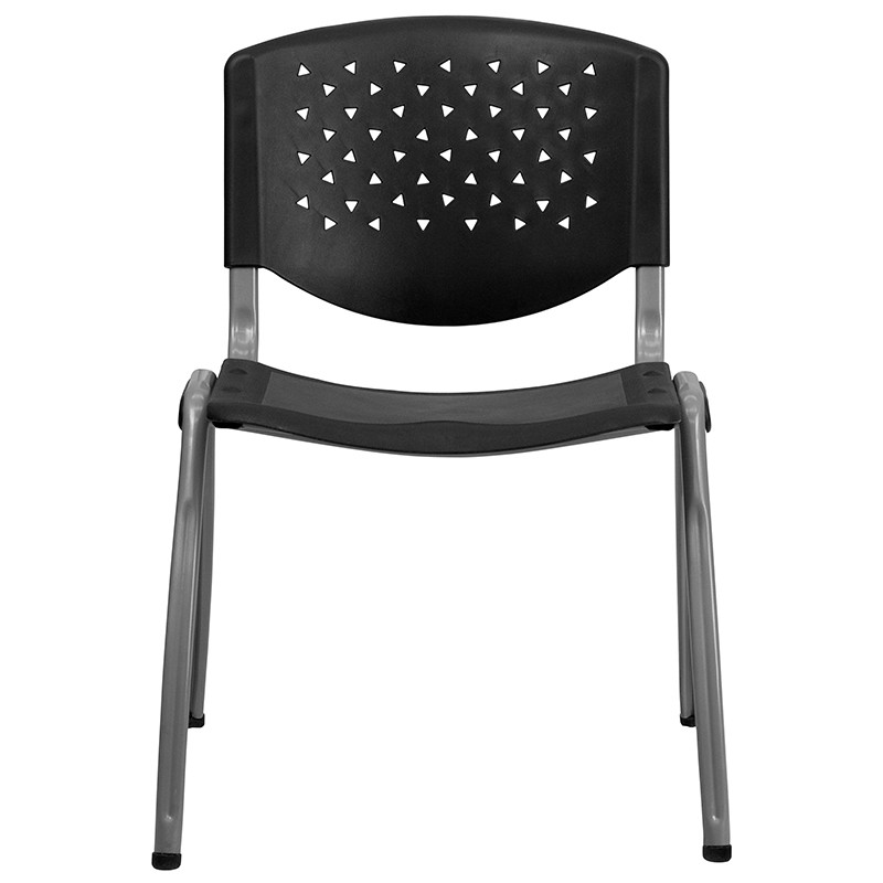 HERCULES Series 880 lb Capacity Plastic Stack Chair Titanium Gray Frame Black