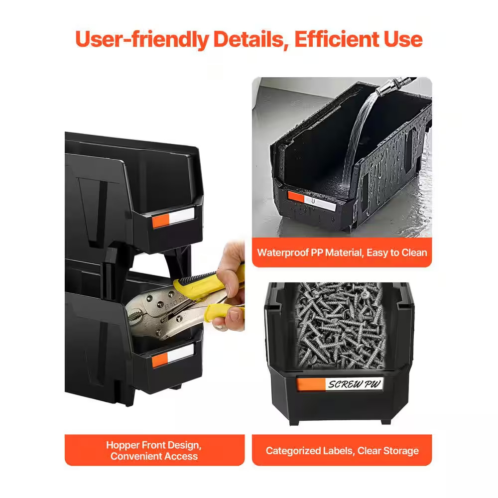 Plastic Stackable Storage Bins, 10.9 X 5.5 X 5.1 In. (8 Pack), 6 Lbs., Container