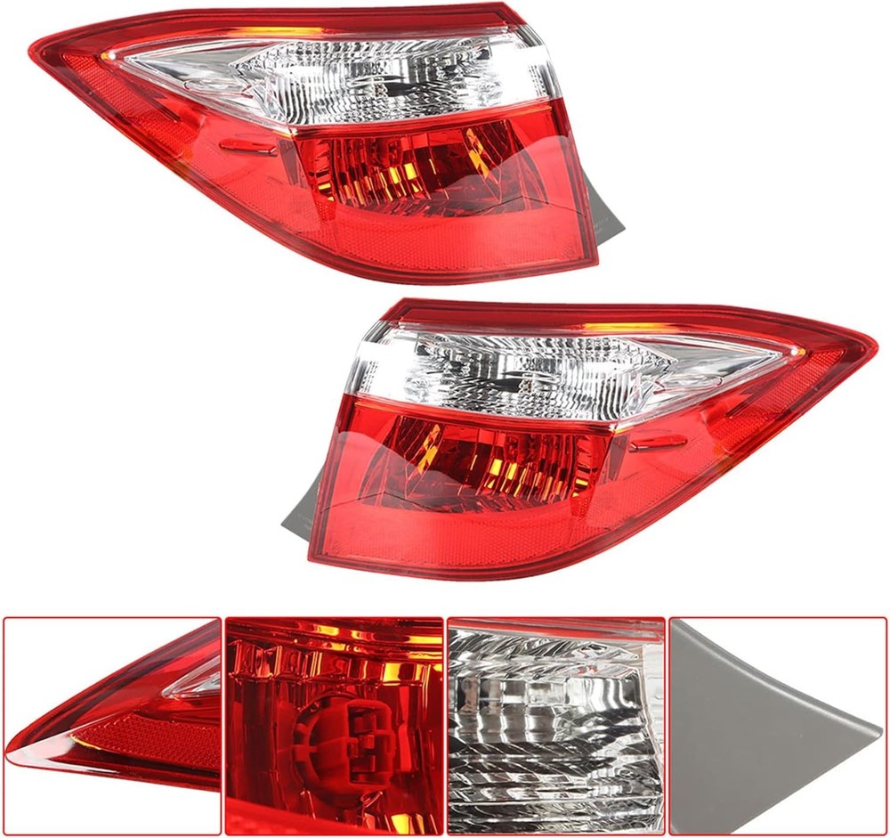 Outer Driver and Passenger Side Rear Tail Lights Assembly Replacement for Coroll