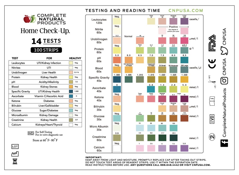 Rapid Test Complete - Urinalysis Test Strips 100ct UTI & pH Strips