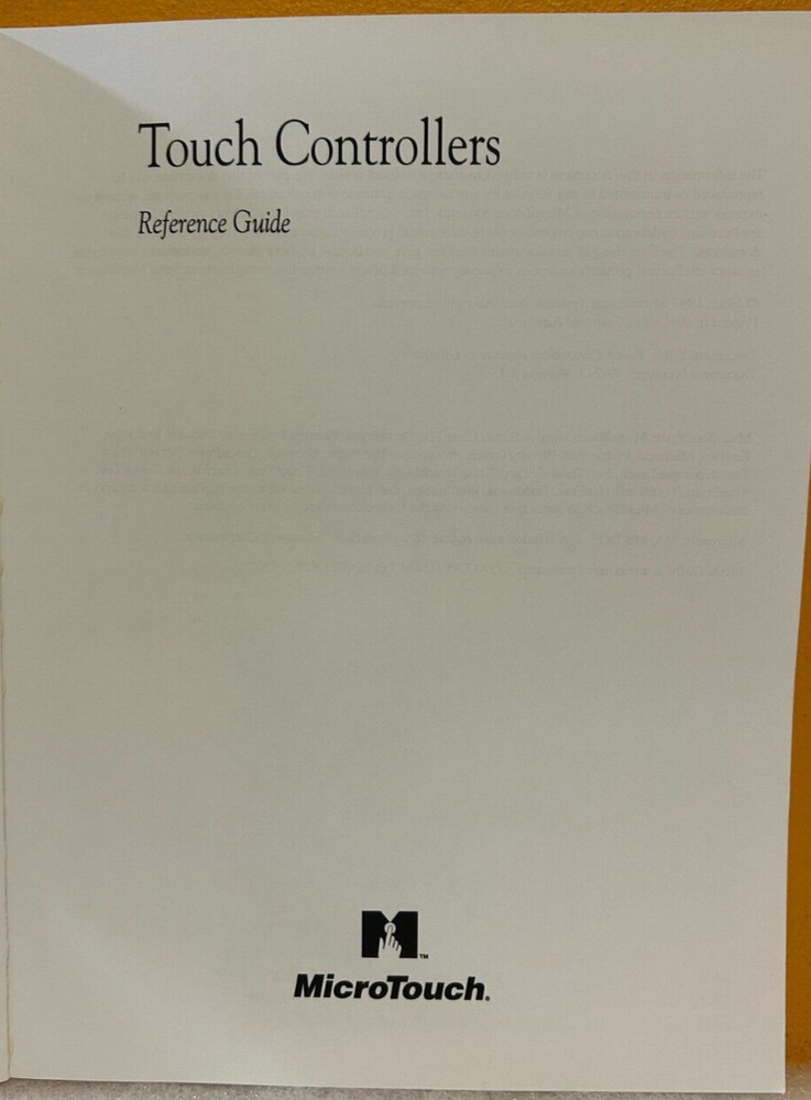 MicroTouch 19-213 Touch Controllers Reference Guide Manual.