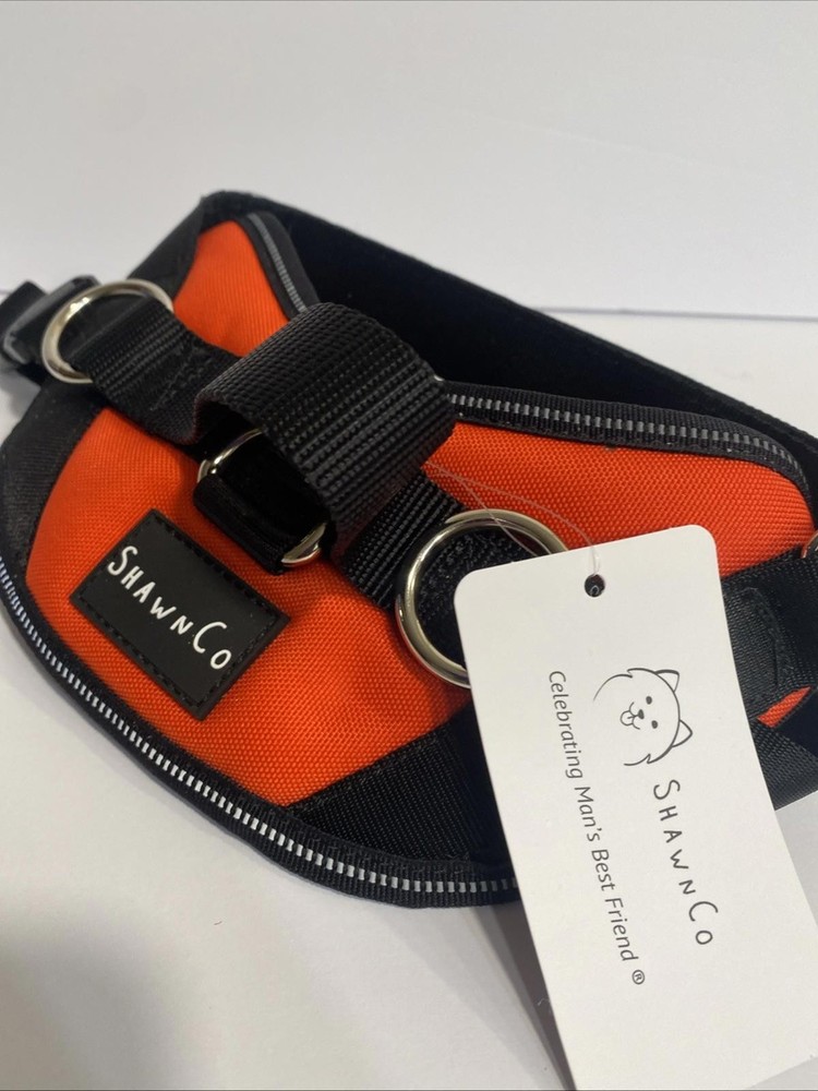 Shawn Co Red Black Dog Harness No-Pull w/ 3 Leash Clips Size Small