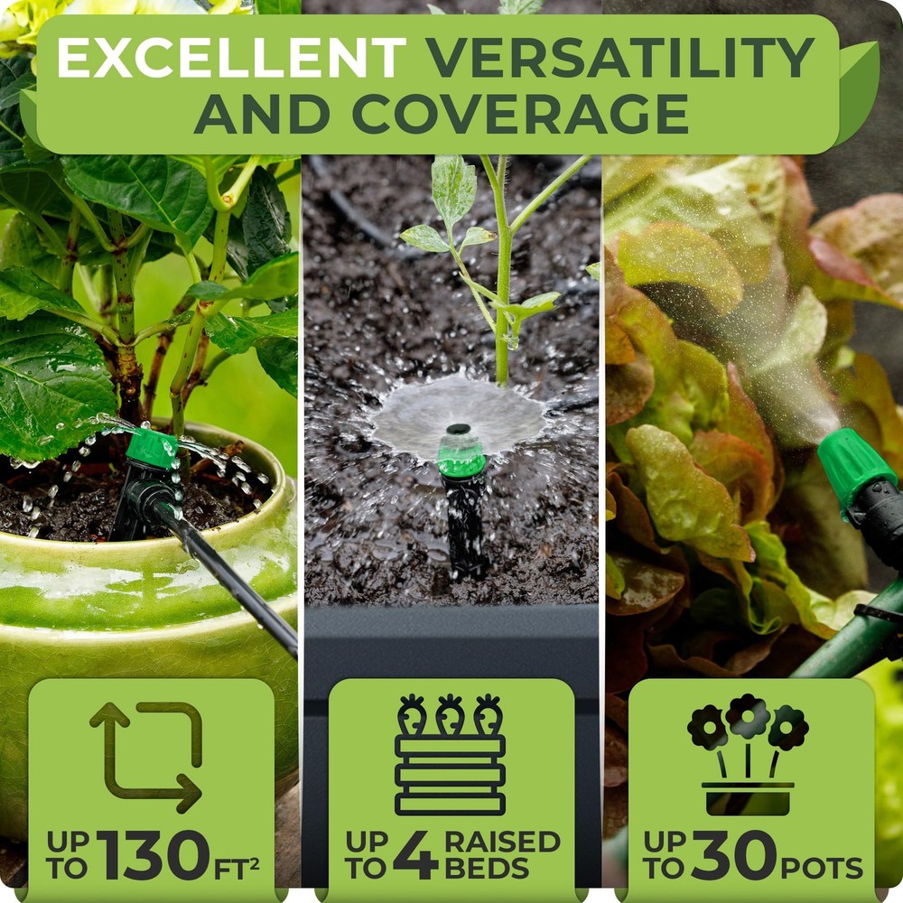 CARPATHEN Drip Irrigation System Adjustable Quick Connect Garden Watering 131ft