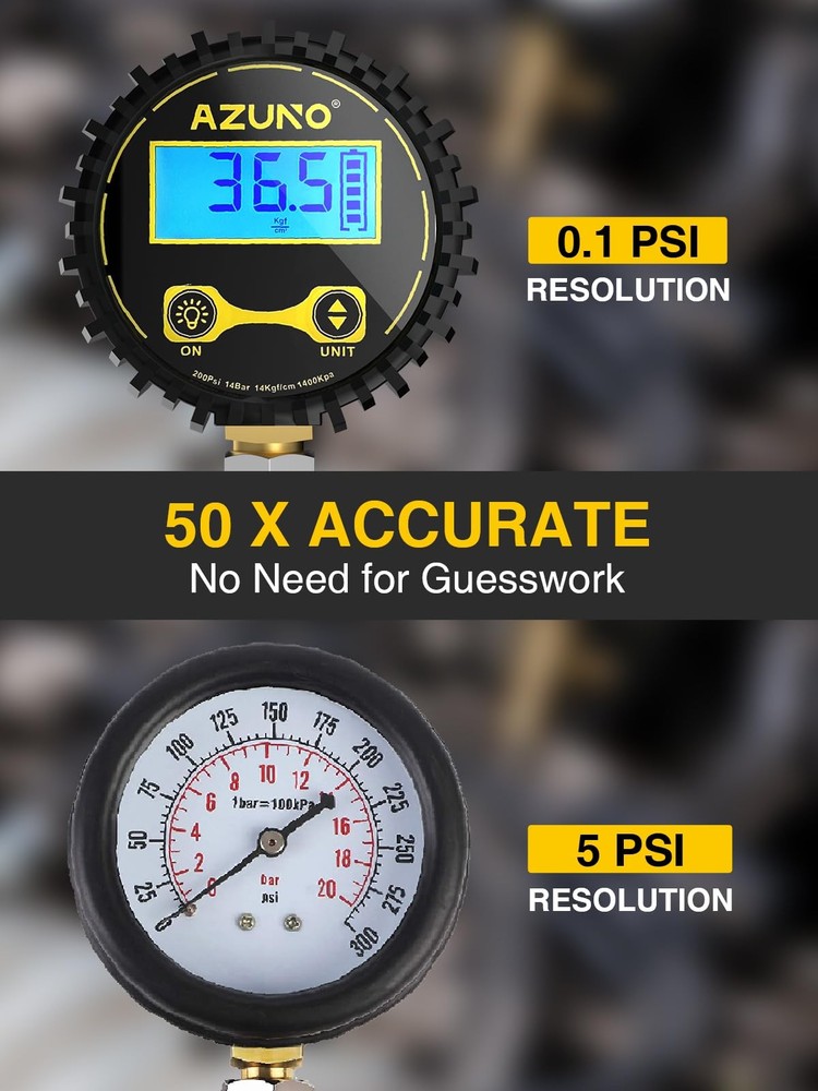 AZUNO Compression Tester Automotive, Digital Gauge Molded Case