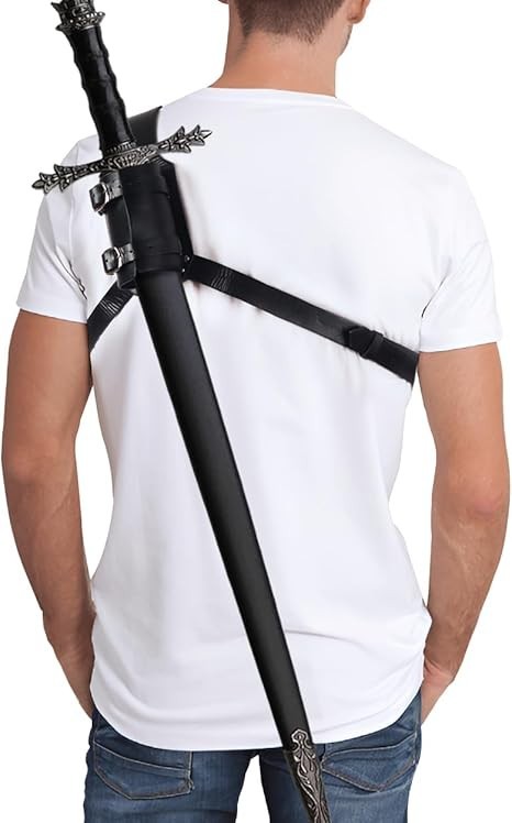 "HOMELEX Medieval Leather Back Sword Shoulder Frog - Adjustable Sheath Holster..