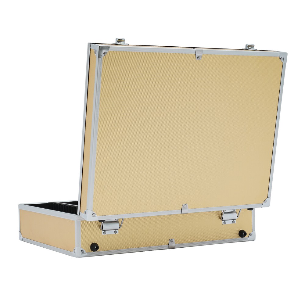 Aluminum Display Box Lockable 100 Silver Dollar Coins Holders Storage Case+2Keys
