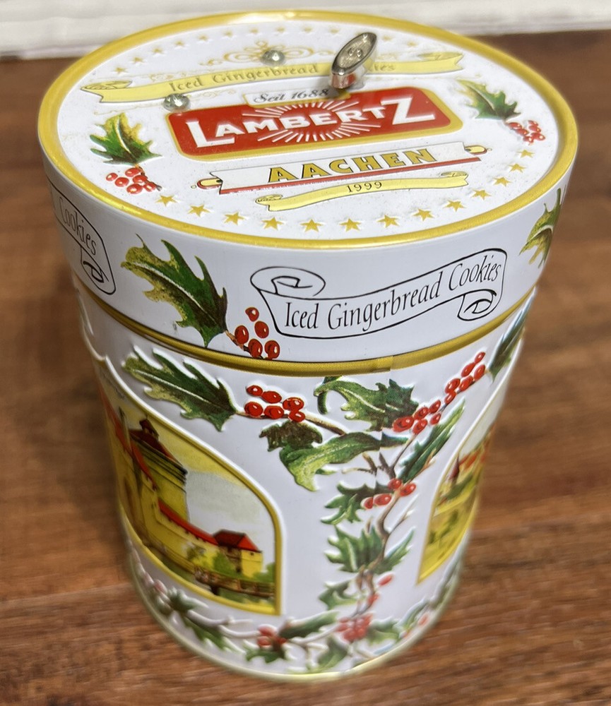 2004 LAMBERTZ AACHEN MUSICAL GINGERBREAD COOKIE TIN  WORKS GREAT