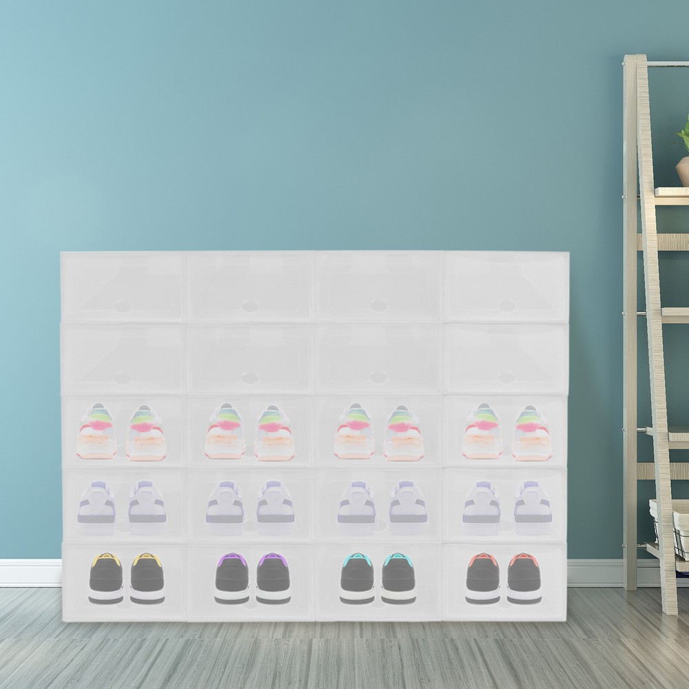 Stackable Shoe Storage Box Durable Plastic Sneaker Display Case Organizer 20pcs