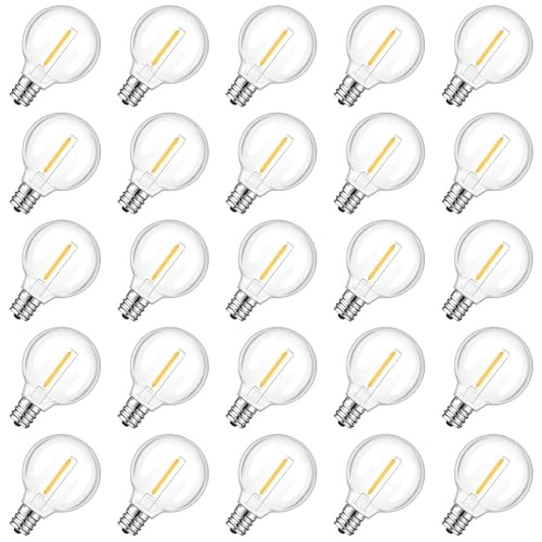 Dimmable G40 Led Replacement Light Bulbs, E12 Screw Base 25 Pack g40 Yellow