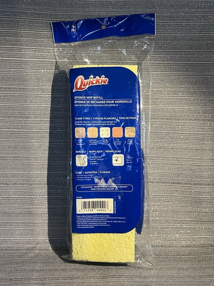 Quickie Sponge Mop Refill Type S Fits Mop 454 Clean Squeeze NEW