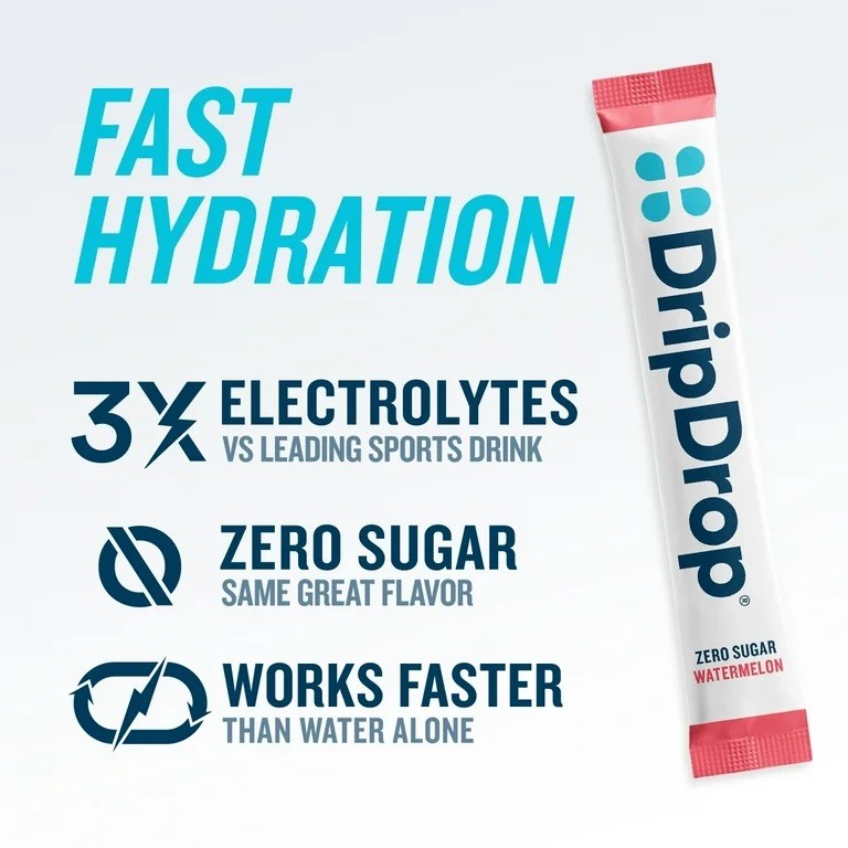 DripDrop Zero Sugar Fast Hydration Electrolyte Powder Drink Mix, 8 Count