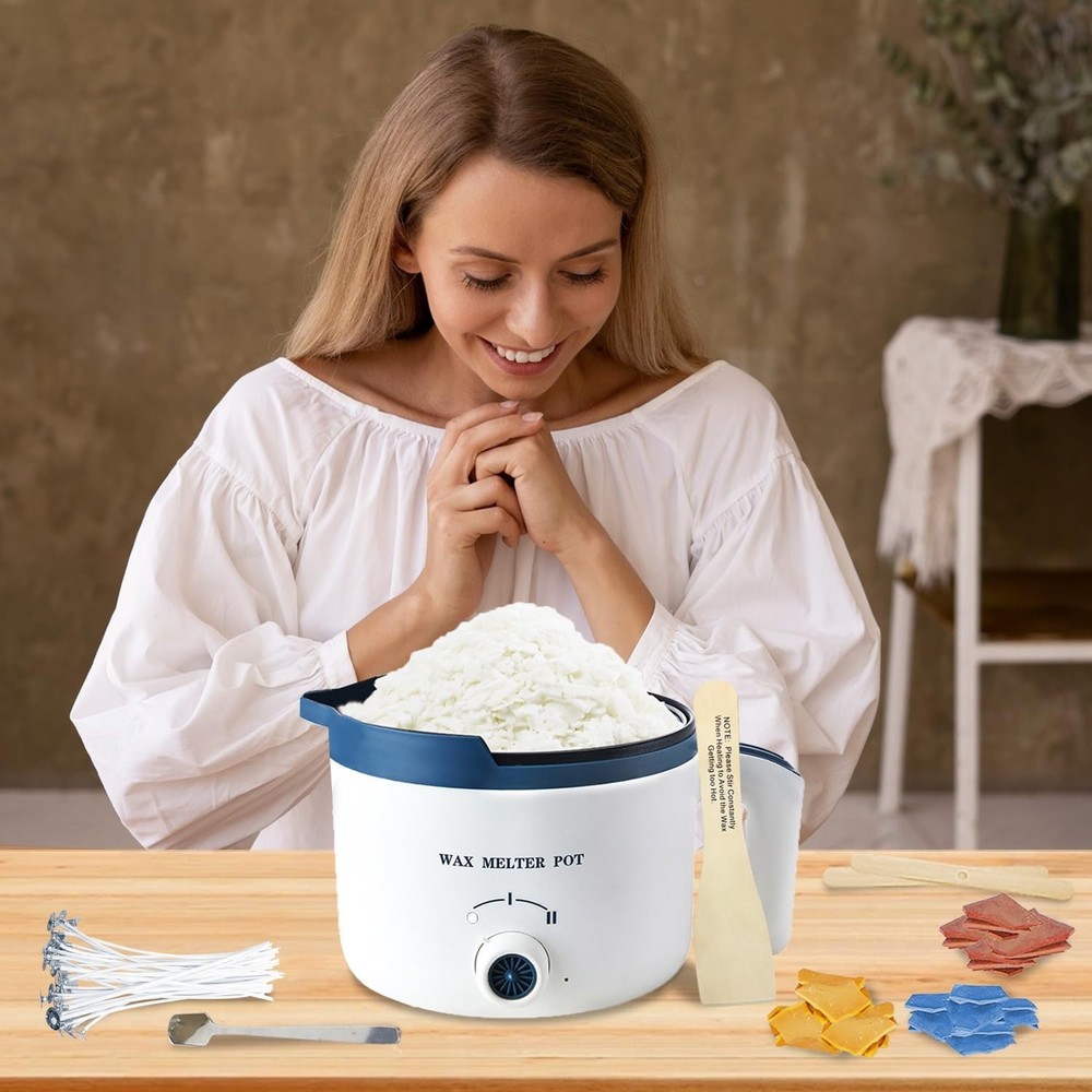 Electric Wax Melter with Precision Pour Spout - Candle Making Kit Includes Dyes