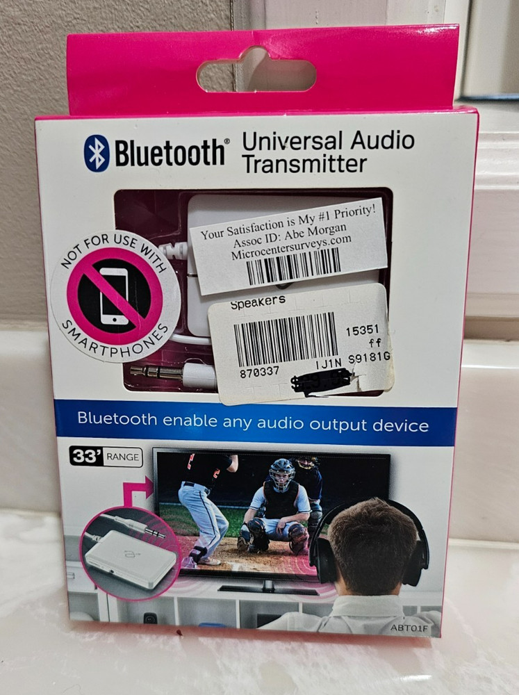 Aluratek Bluetooth 33' Audio Transmitter Bluetooth enable TVs Stereos Computers