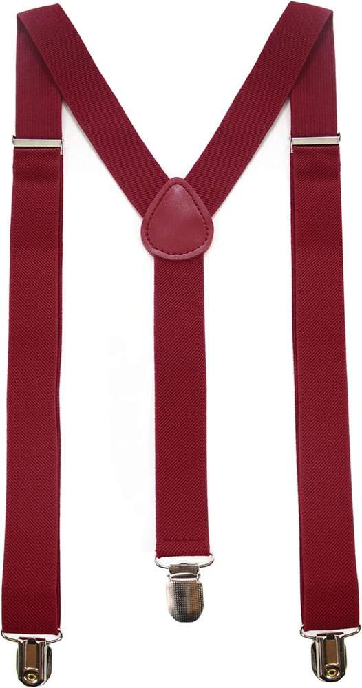 Men's Solid Color Adjustable Suspenders with 3 Durable Clips