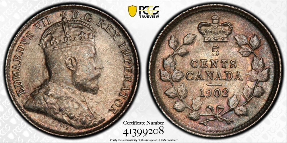 Canada 1902 5C PCGS MS63