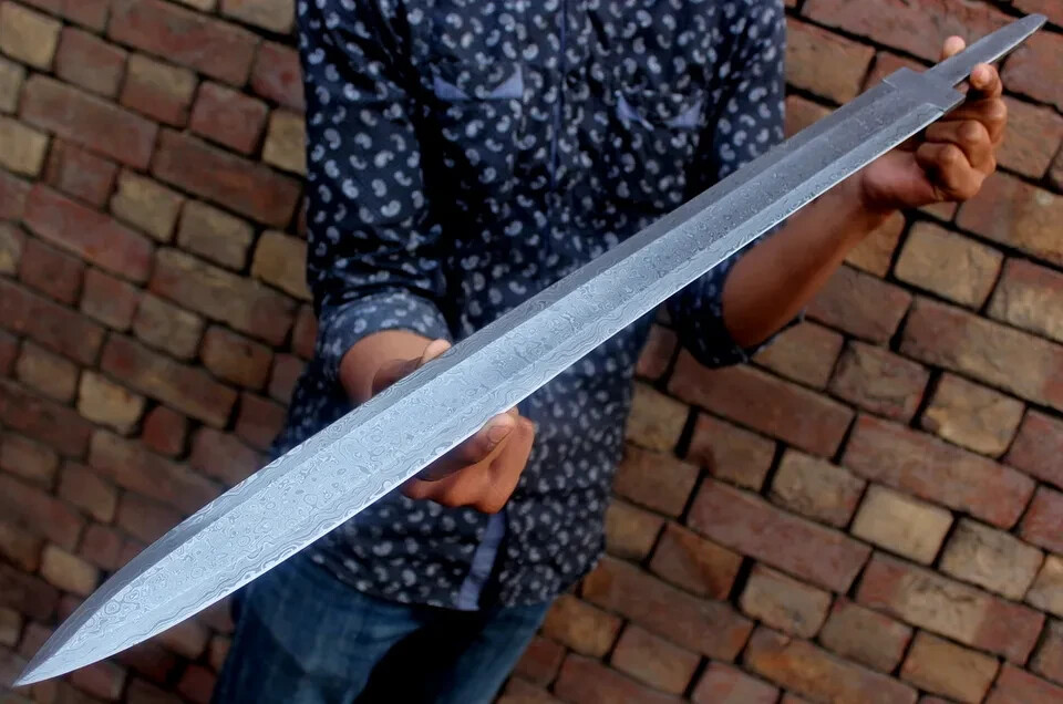 Handmade Damascus Steel Sword Blank Blade 29 inch.