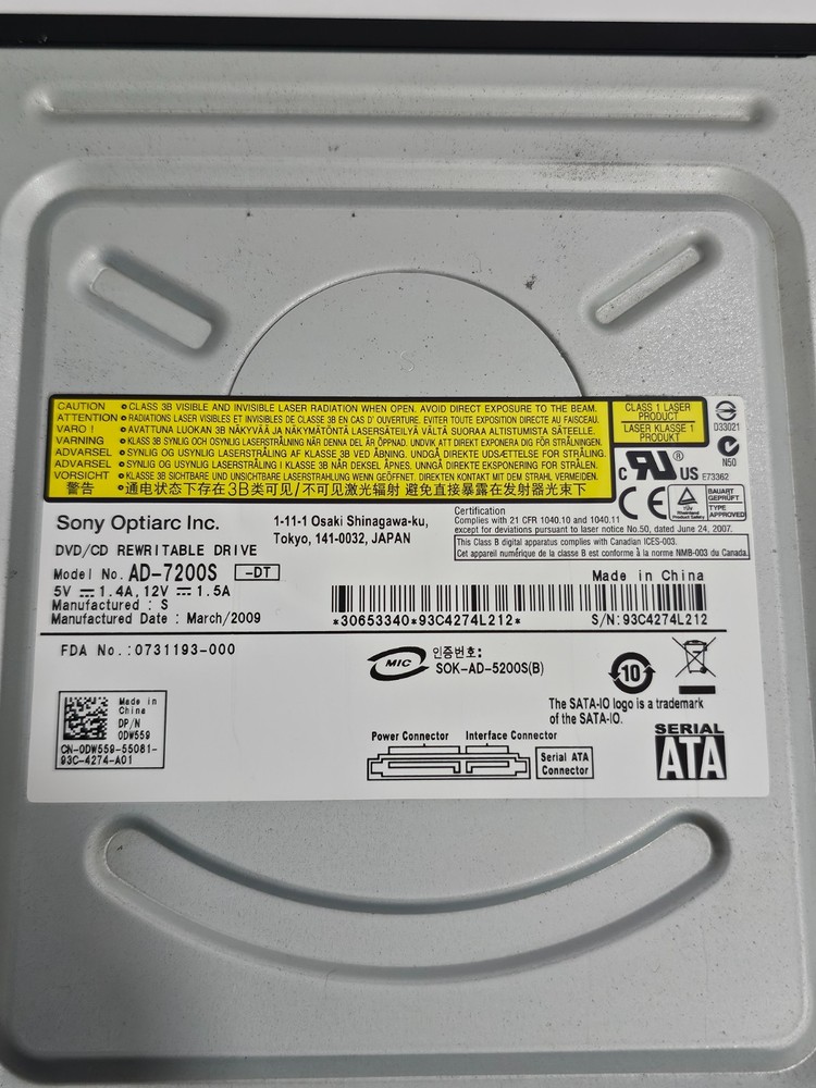 Dell DW559 DVD/CD Rewritable Drive AD-7200S