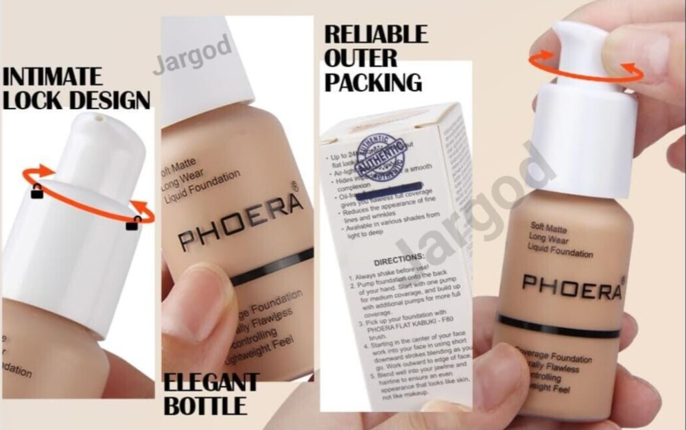 Phoera Foundation Makeup Full Coverage Liquid Base Brighten Long Lasting Shade