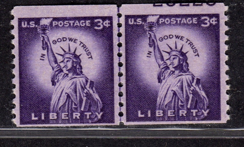 Perfectly Flawed- EFO 1954 3c SN 1057 MNH CLP Error - Miscut & Partial Plate#