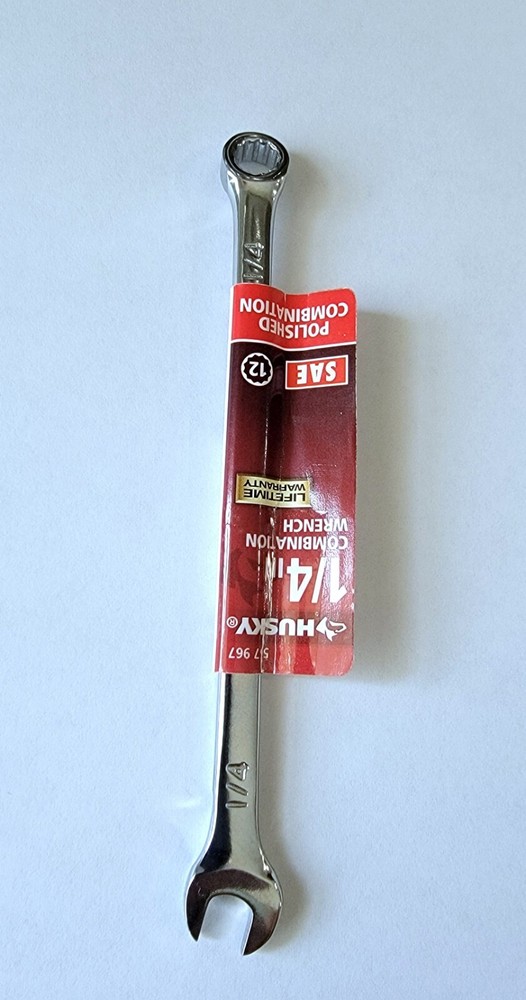 Husky 1/4" 12pts Mini Combination Wrench Fully Chrome/5" Long