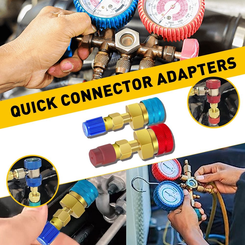 2Pcs R1234yf Quick Connector Adapter Coupler Auto A/C Gauge Set Low/High