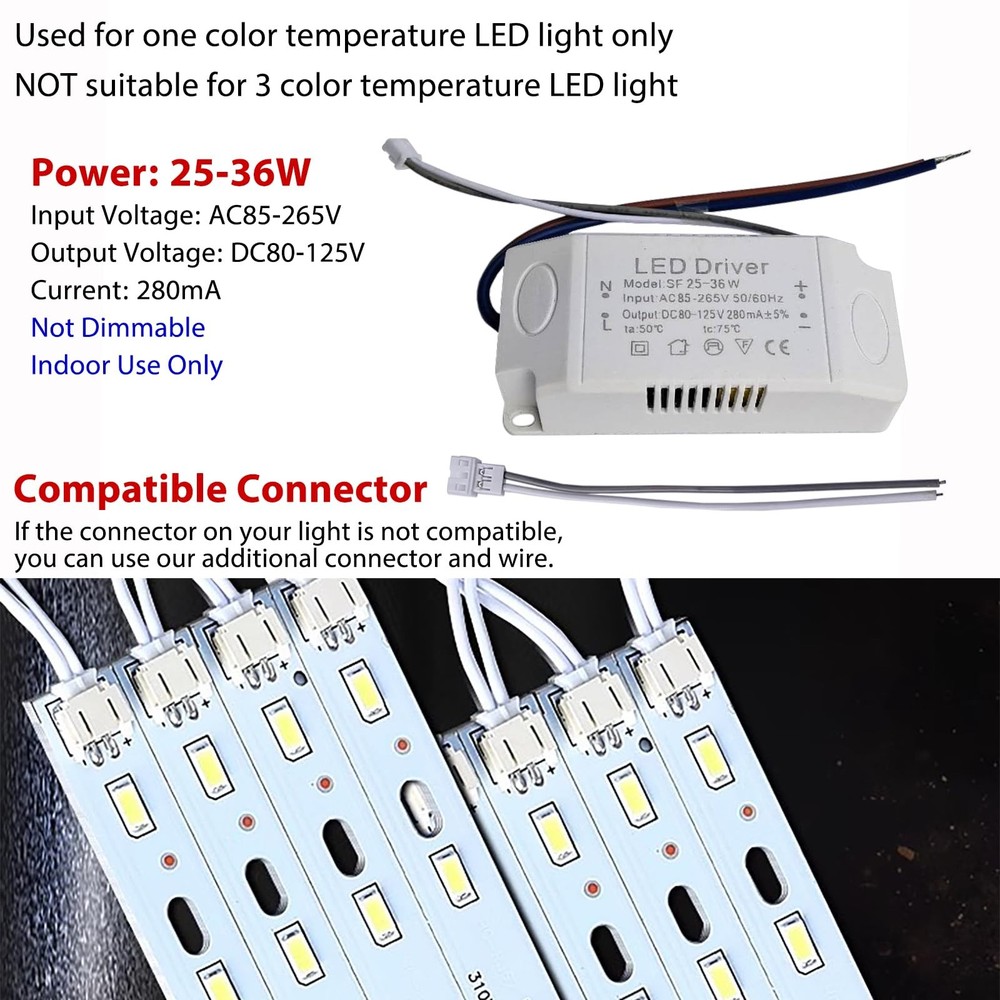 LED Driver 25-36W for Single Color Ceiling Strip Spot Light Module Panel,