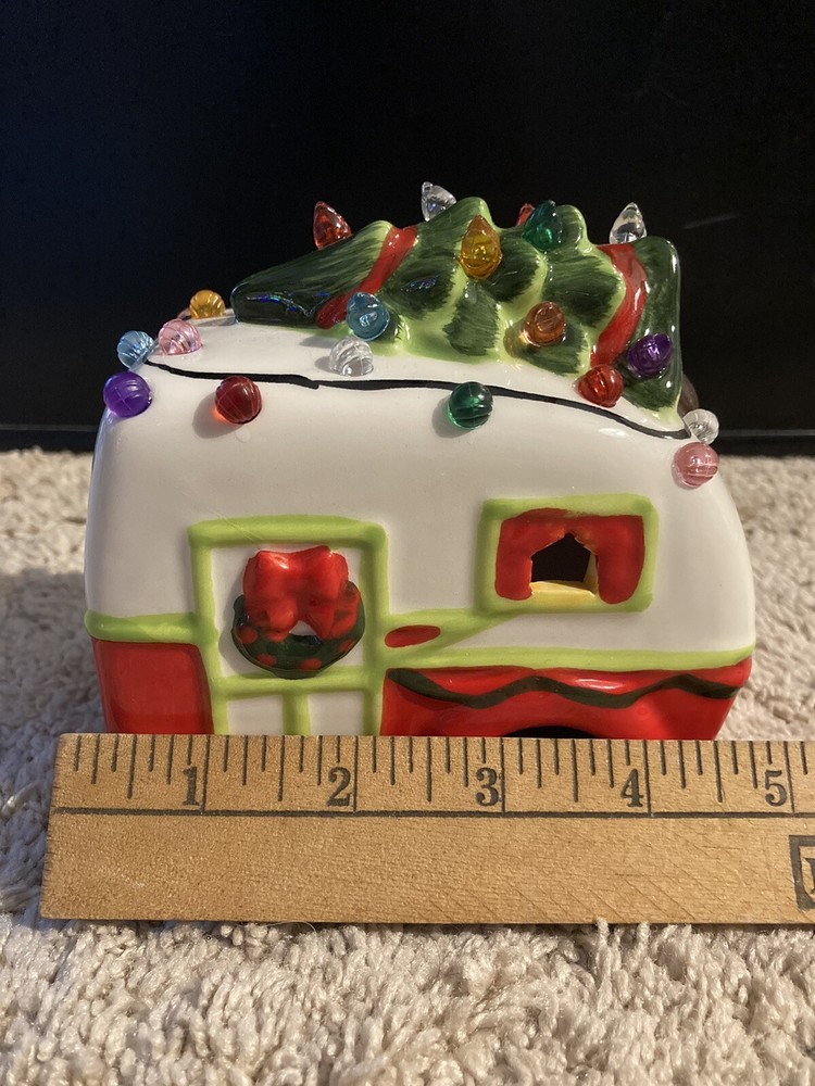 Light Up Ceramic Bisque Christmas Camper 5”long W/light Kit