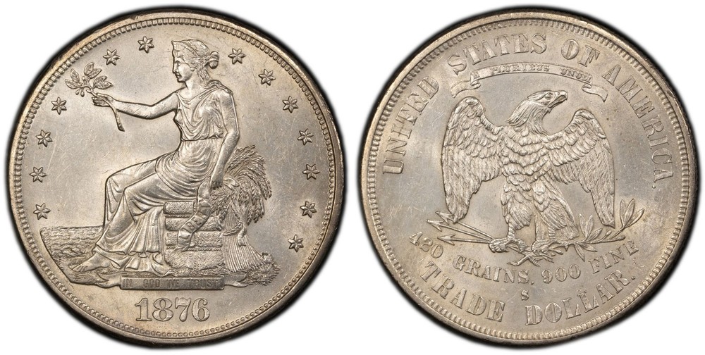 1876 S Silver Dollars Trade Dollars PCGS MS-62