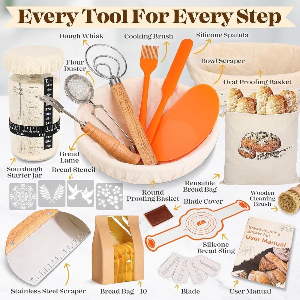 Sourdough Starter Kit with Jar 39pc Bread Baking Tools Gift Set Home