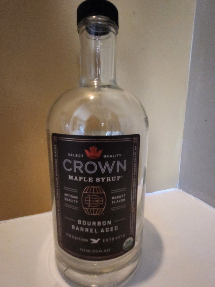 EMPTY Crown Maple Syrup Organic Bourbon Barrel 750 ML BOTTLES