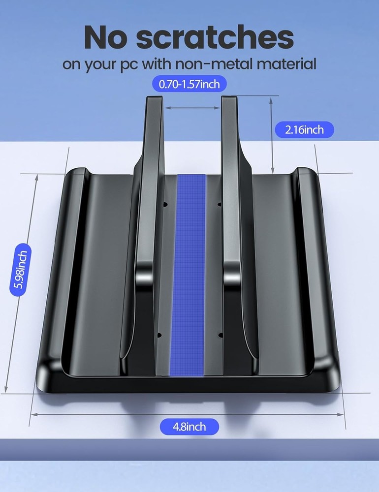 Vaydeer Vertical Laptop Stand Holder Plastic Adjustable Desktop Black