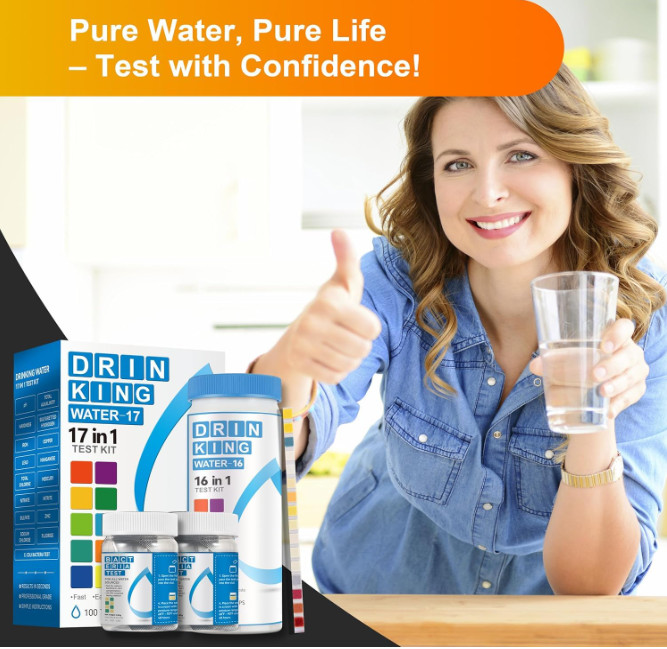 Drinking Water Test Strips 17 in 1 50 Strips + 2 Bacteria Tester Kits, Complete