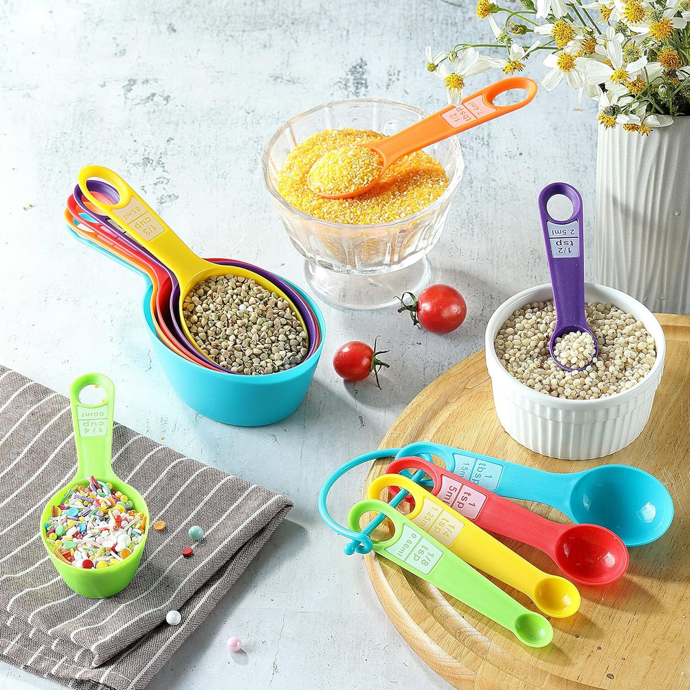 12PCS Measuring Cups, Colorful Measuring Cups and Spoons Set, Stackable Measuri