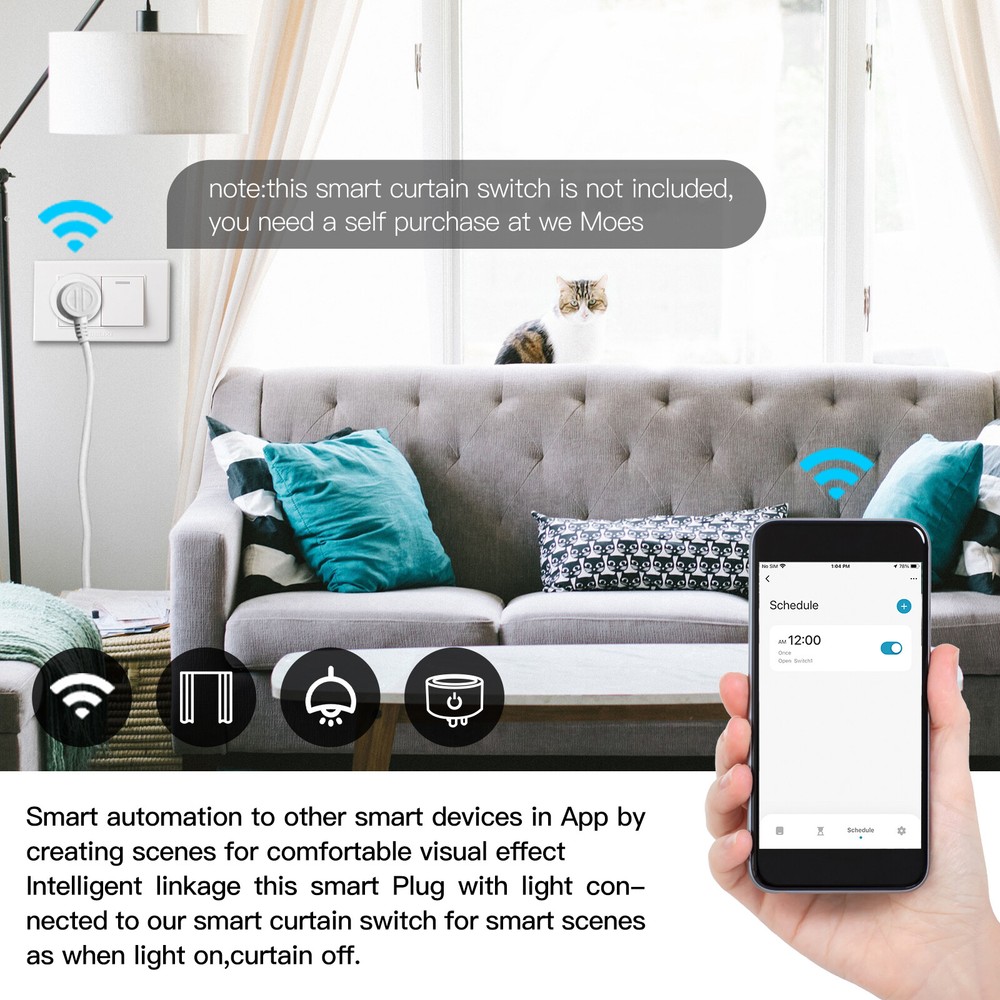 MOES WiFi Smart Power Dimmer Plug Switch Socket Outlet Timer Alexa Google APP