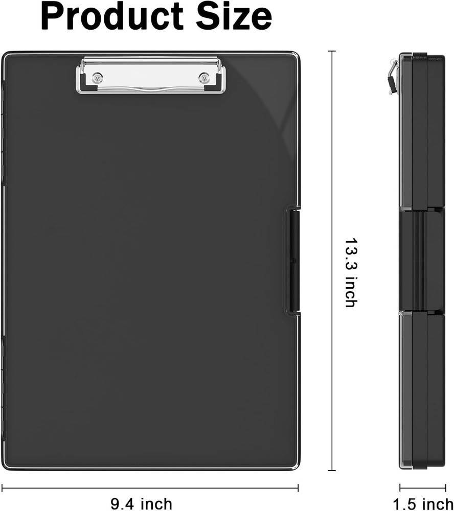 Plastic Clipboard with Storage, Side Opening with 2 Compartment, Size 13.3 X 9.4