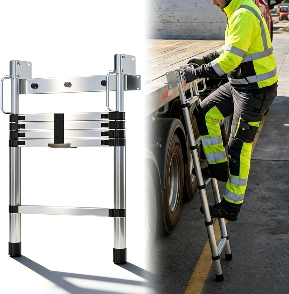 65" Heavy Duty Truck Step Deck Ladder, Adjustable & Extendable