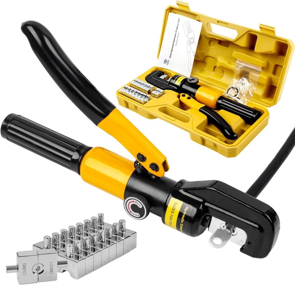 Professional Hydraulic Battery Cable Crimper with Ergonomic Handle - 10 Tons