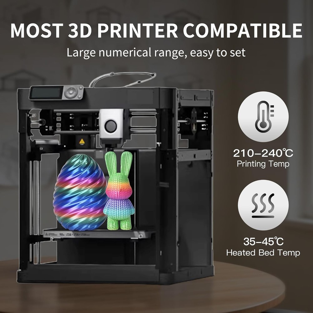 RAMBERY 3D Printer Filament Bundle Silk Shiny Rainbow PLA Filament, Multicolore