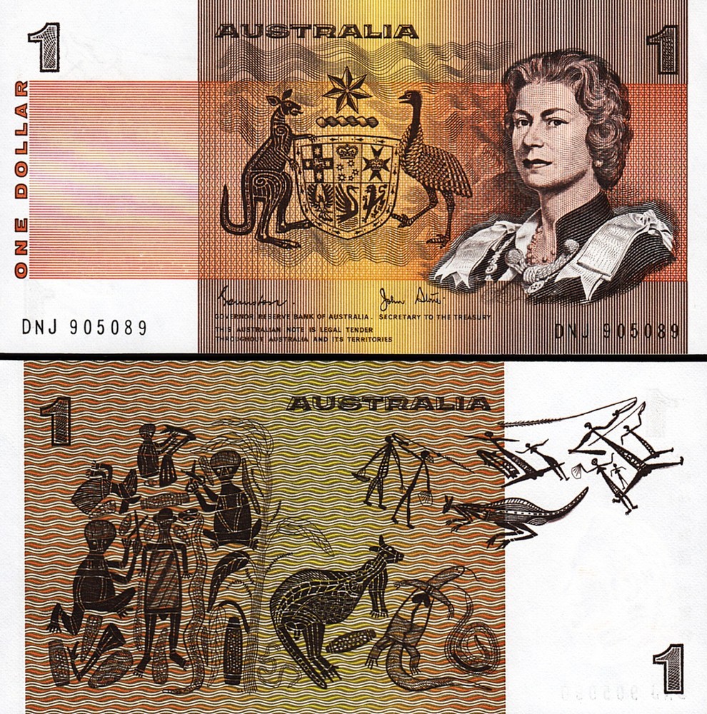 Australia 1 Dollars 1983, UNC, 2 Pcs PAIR, Consecutive, P-42d, Johnston & Stone